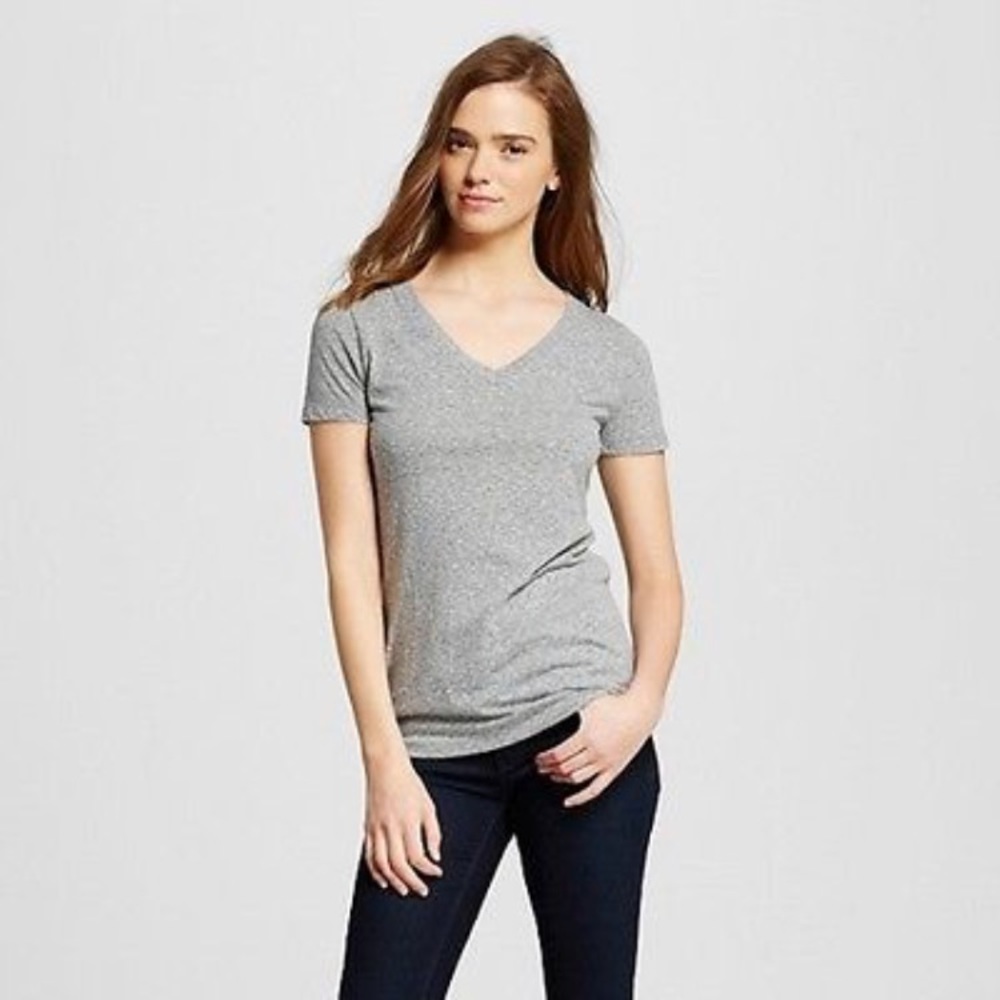PAIR Mossimo Gray Marl Short Sleeve V-Neck T-Shirt